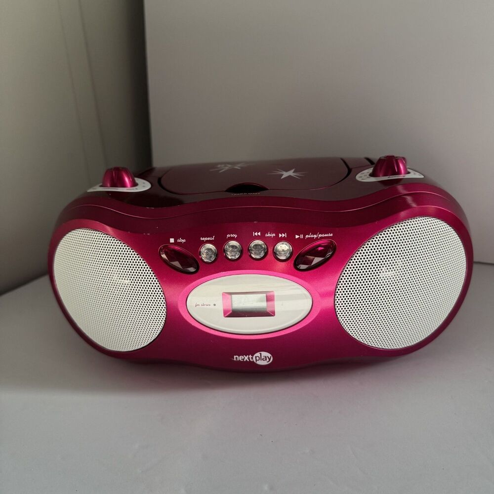 Nextplay Hot Pink Glitz & Glitter AM/FM Cd BOOMBOX NP400GB Works & Sounds Great - Picture 4 of 16